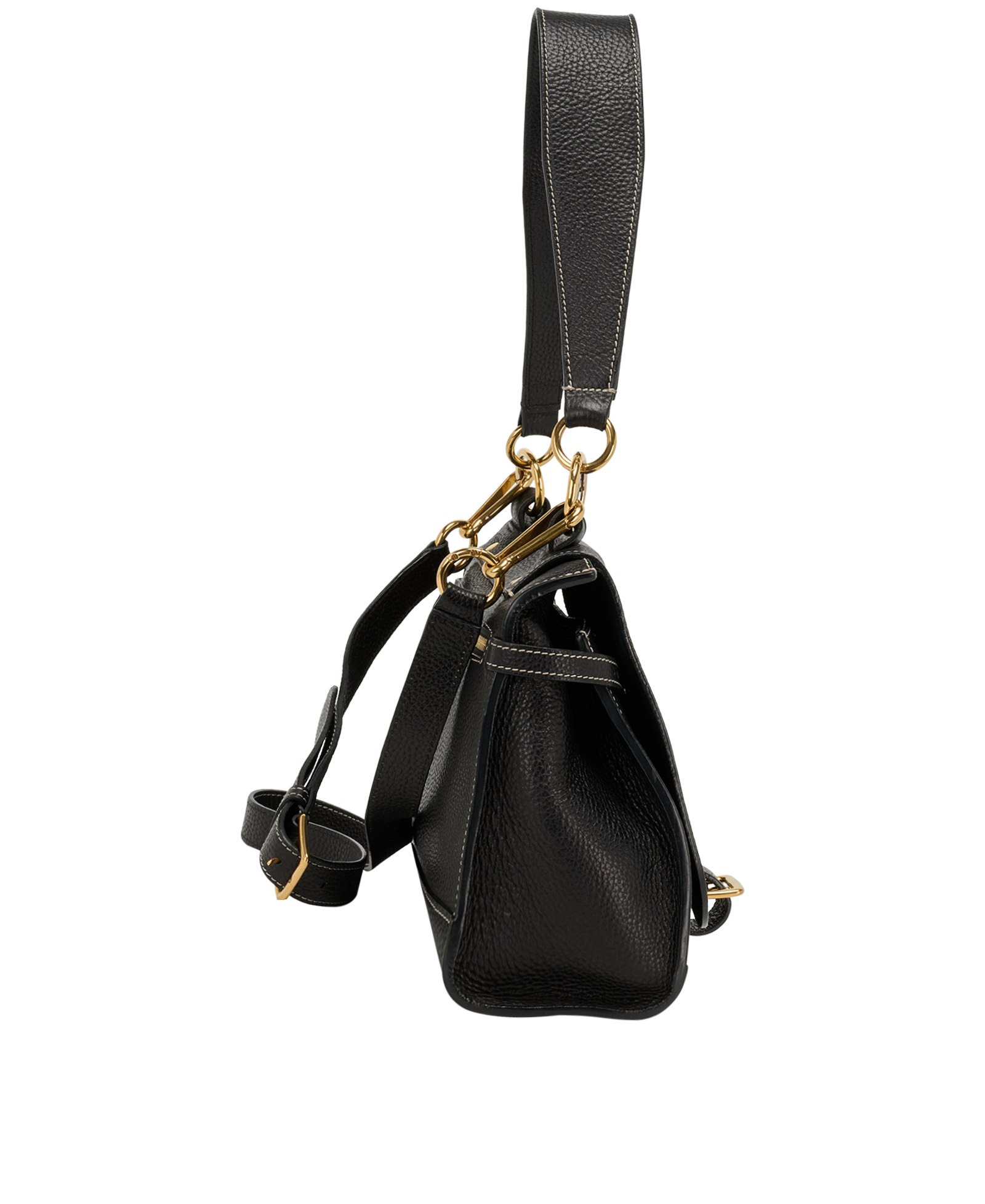 Chiltern Satchel, &pound;320, Handbags, Black, Leather, Side view